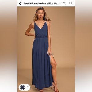 Lost in Paradise Navy Blue Maxi Dress XS, Never Worn